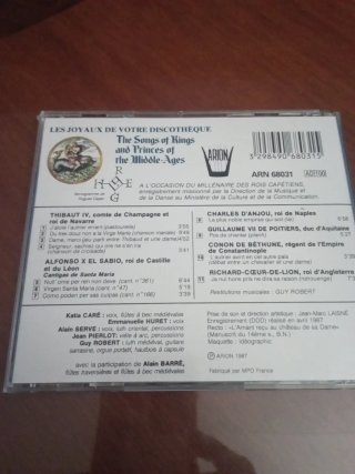 CD Chansons des Rois et des Princes du Moyen Age