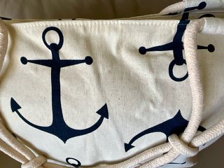 Bolsa de playa anclas beige y azul marino