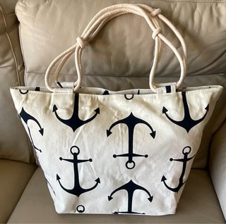Bolsa de playa anclas beige y azul marino