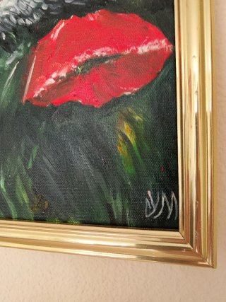 Cuadro Óleo Flores Rojas y Amarillas