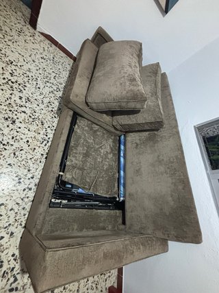 Sofá Cama 3 Plazas Beige/Marrón
