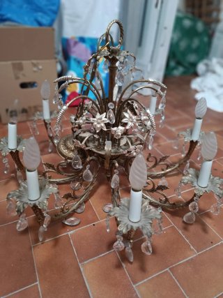 Lámpara de techo de bronce y cristal