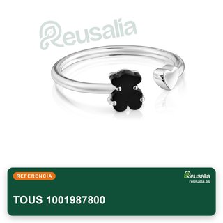 TOUS Anillo plata corazón oso ónix