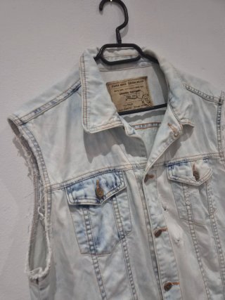 Gilet Zara Denim Uomo Lavaggio Chiaro