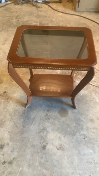 Mesa auxiliar madera y cristal
