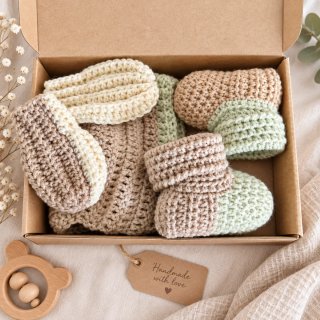Set nascita scarpine muffole