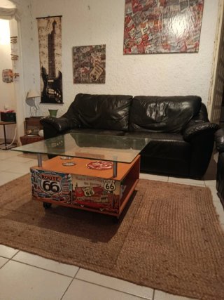 Sofá de piel negro 3 plazas