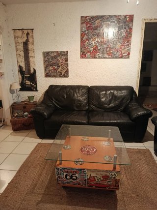 Sofá de piel negro 3 plazas