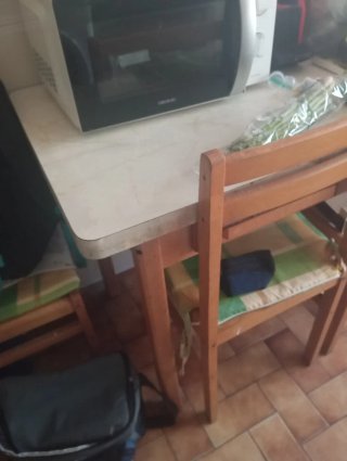 Mesa de cocina madera y marmol