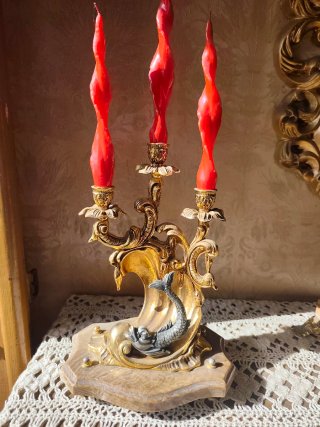 Conjunto: Reloj, Espejo y Candelabros
