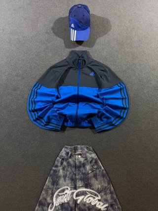 Chaqueta Adidas y Gorra Azul/Gris