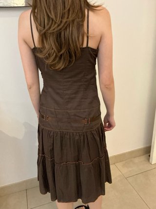 Abito vintage marrone con perline