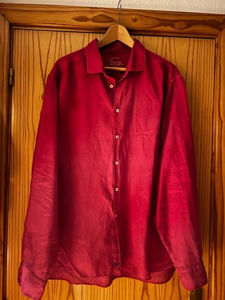 Camisa de lino rosa fuerte 3XL