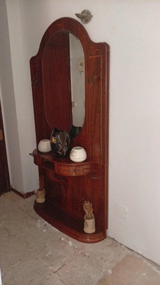 Consola con espejo de madera en 2 partes
