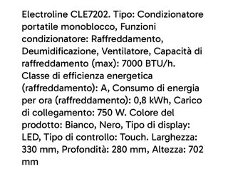 Climatizzatore Portatile Electrolux 7000 BTU