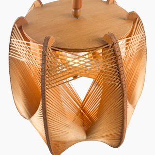 Lámpara colgante madera y rafia 1970s