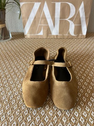 Bailarinas Zara Piel Marrón Talla 38 Nuevas
