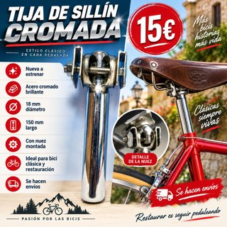 Tija Sillín Cromada Clásica 150mm