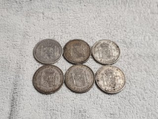 Lote 6 monedas 5 pesetas plata Alfonso XII