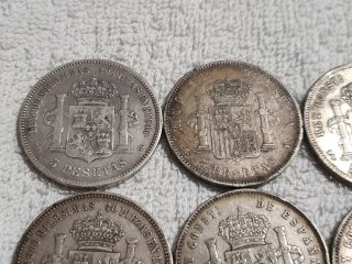 Lote 6 monedas 5 pesetas plata Alfonso XII