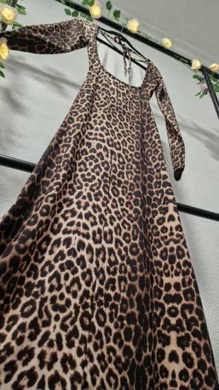 Vestido largo estampado leopardo