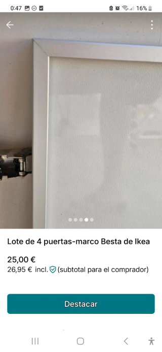 Lote 4 Puertas Marco Besta Ikea