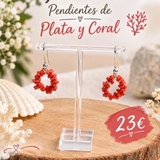 Pendientes Plata y Coral
