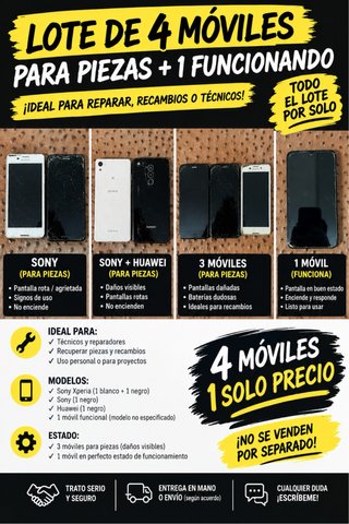 Lote 4 Móviles Piezas + 1 Funcional
