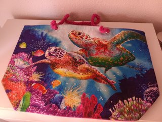 Bolso de playa tortugas marinas y coral