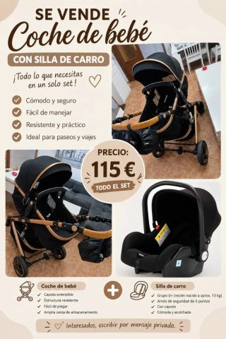 Auto per bambini e seggiolino da passeggino nero