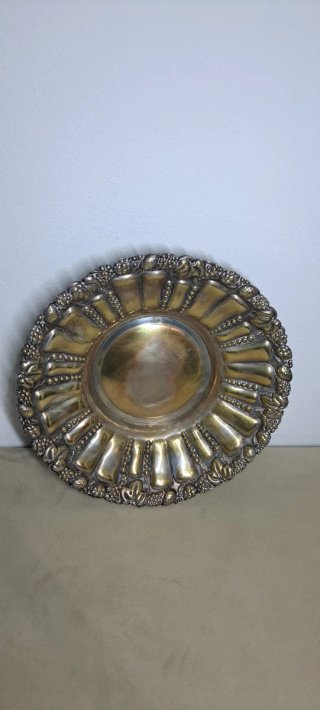 Centro de mesa o frutero metal plateado