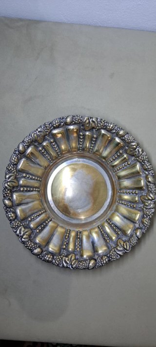 Centro de mesa o frutero metal plateado