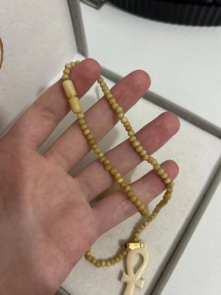 Set collana e ciondoli in osso vintage