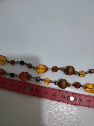 Collana lunga vintage marrone e arancione