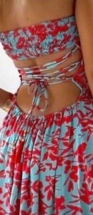 Vestido largo estampado floral espalda descubierta