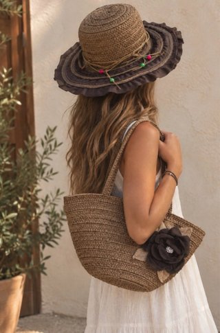 Conjunto bolso y sombrero rafia boho