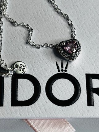 Conjunto Pandora Corazón Rosa Plata