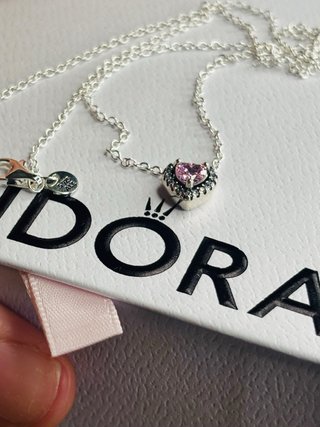 Conjunto Pandora Corazón Rosa Plata