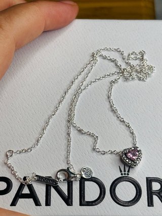 Conjunto Pandora Corazón Rosa Plata