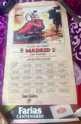 Cartel Toros Madrid Las Ventas 1989