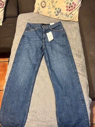 Pantalón vaquero Zara ancho azul