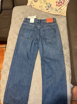 Pantalón vaquero Zara ancho azul