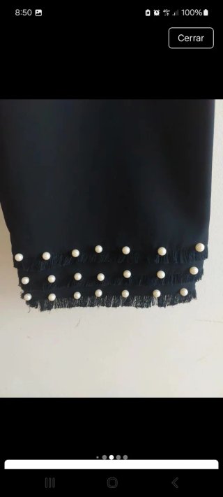 Pantalón negro Zara fiesta perlas L