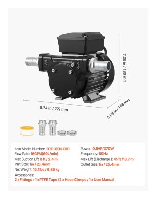 Bomba de transferencia VEVOR 60 L/min