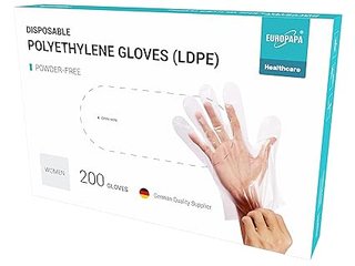EUROPAPA 200 Unidades De Guantes Desechables De LDPE En Caja, Guantes Desechables Sin LÁTex, Sin Pol