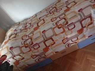 Edredón plumón poliéster beige y naranja