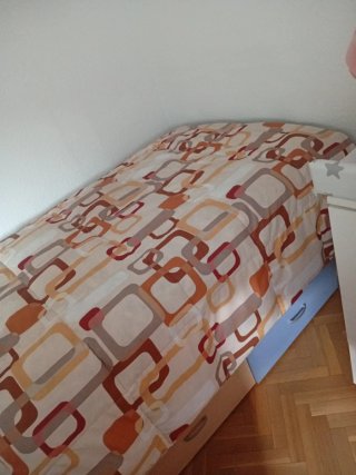 Edredón plumón poliéster beige y naranja