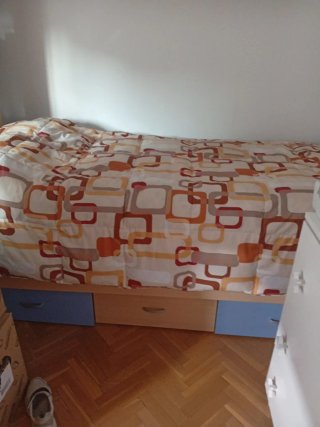 Edredón plumón poliéster beige y naranja