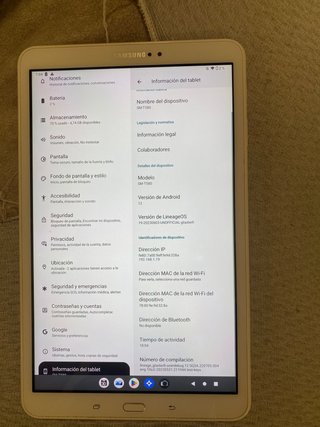 Tablet Samsung Tab SM-T580 Blanca