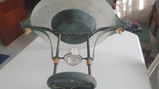Lámpara de techo antigua verde y cristal